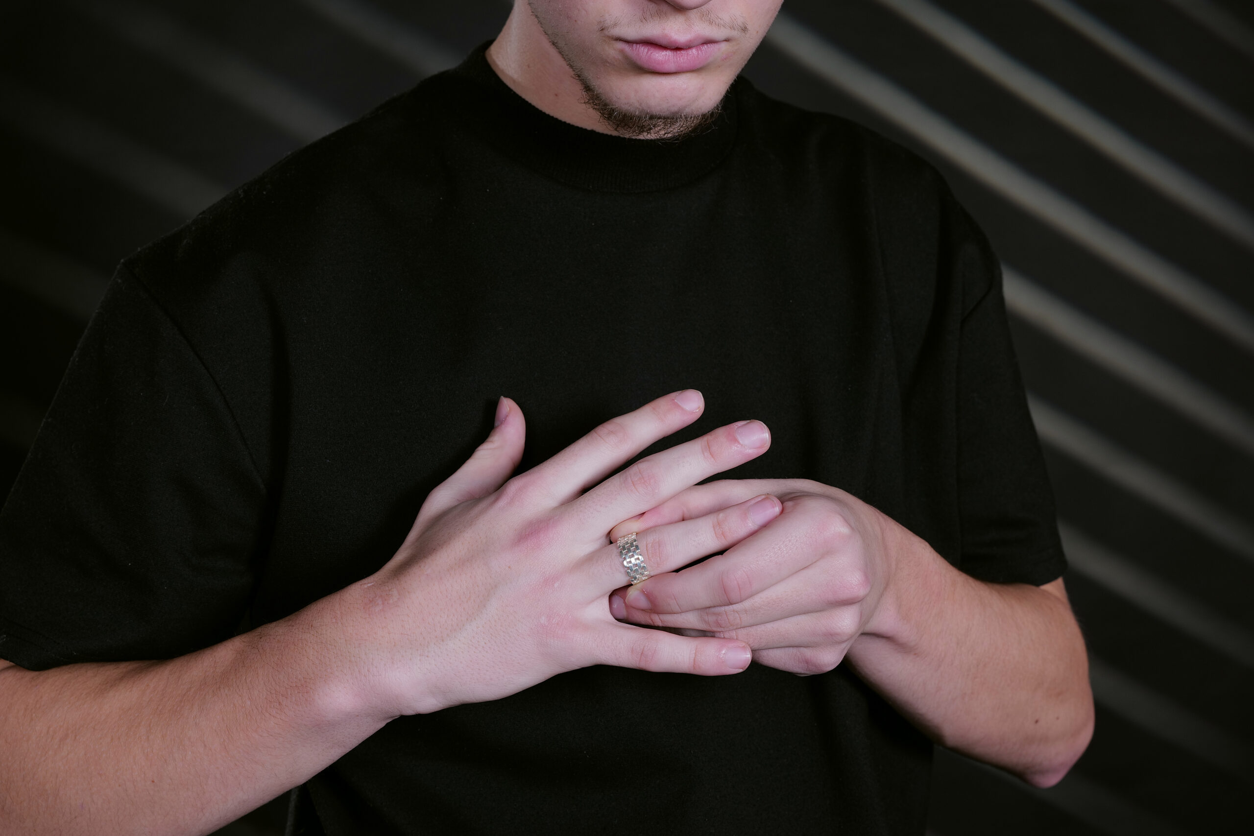 925 Sterling Silver Brick Band Ring - Afbeelding 2