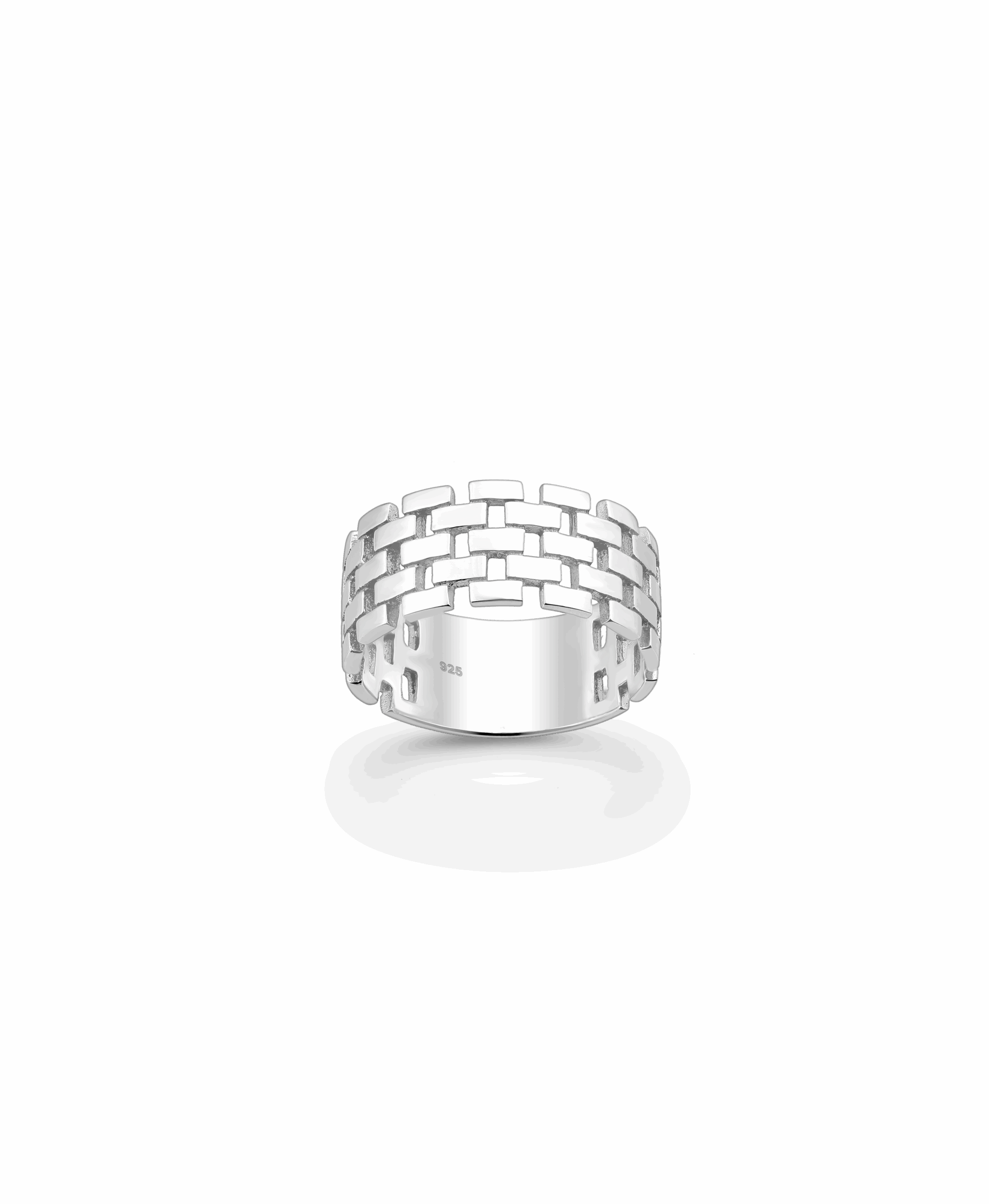 925 Sterling Silver Brick Band Ring