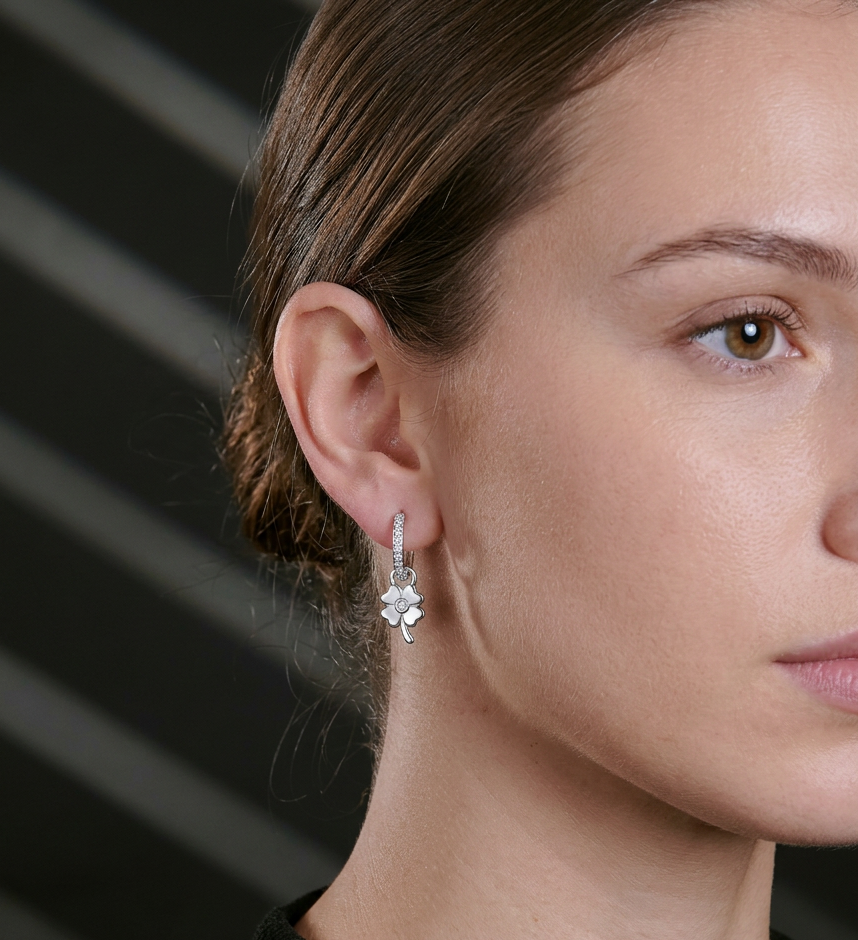 925 Sterling Silver Clover Earring - Afbeelding 2